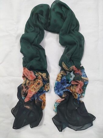 Floral Lawn Scarf - Sea Green Floral Lawn Scarf - Sea Green