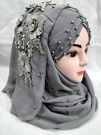 Pearl Ready to Wear with Matching Bunch - Slate Grey