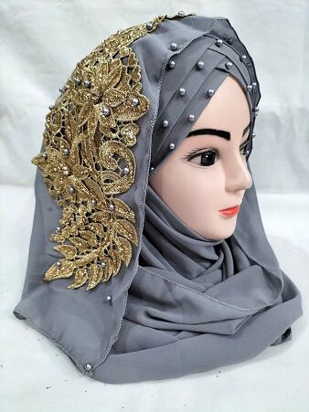 Pearl Ready to Wear with Bunch - Grey