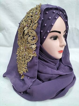 Pearl Ready to Wear with Bunch - Purple Pearl Ready to Wear with Bunch - Purple