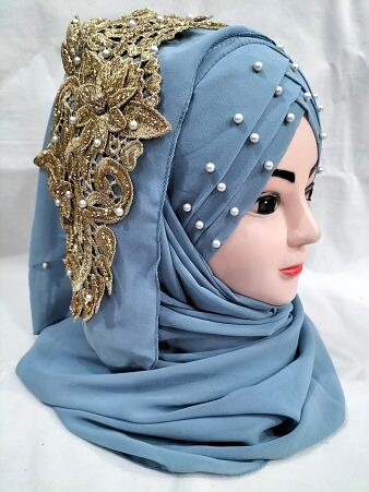 Pearl Ready to Wear with Bunch - Steel Grey