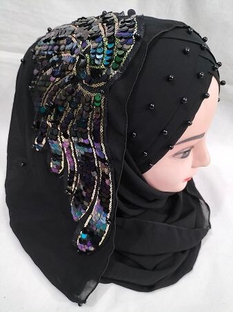 Pearl Ready to Wear with Sitare Bunch - Black