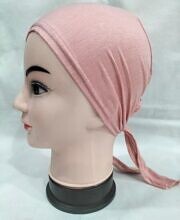plain tie back bonnet cap tea pink