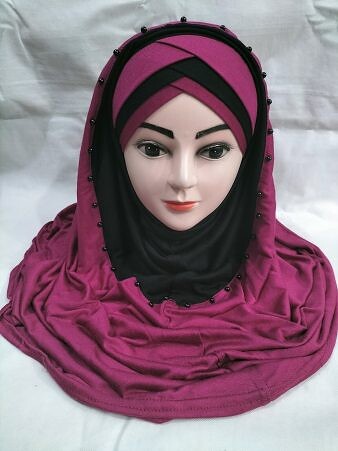 Two-Piece Cotton Jersey with Pearls - Fuchsia