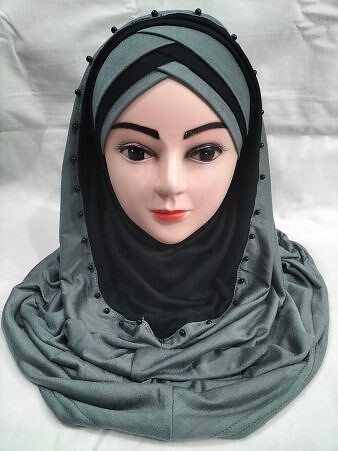 Two-Piece Cotton Jersey with Pearls - Grey