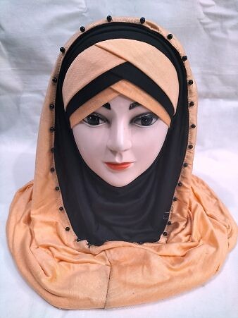 Two-Piece Cotton Jersey with Pearls - Peach