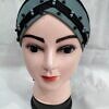 criss cross tie back bonnet with pearls grey