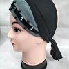 Criss Cross Tie Back Bonnet with Pearls - Grey