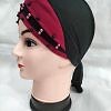Criss Cross Tie Back Bonnet with Pearls - Maroon