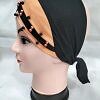 Criss Cross Tie Back Bonnet with Pearls - Peach