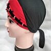 Criss Cross Tie Back Bonnet with Pearls - Red