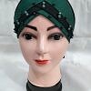 Criss Cross Tie Back Bonnet with Pearls - Sea Green Criss Cross Tie Back Bonnet with Pearls - Sea Green