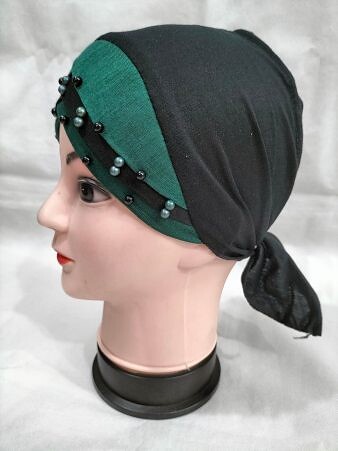 Criss Cross Tie Back Bonnet with Pearls - Sea Green Criss Cross Tie Back Bonnet with Pearls - Sea Green