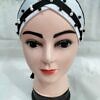 criss cross tie back bonnet with pearls white
