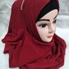 fancy two loops chiffon instant hijab maroon
