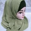 fancy two loops chiffon instant hijab olive green