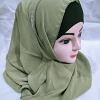 Fancy Two Loops Chiffon Instant Hijab - Olive Green