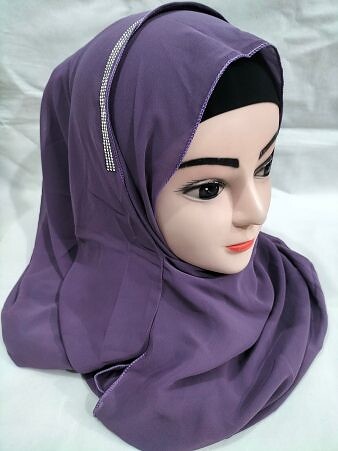 Fancy Two Loops Chiffon Instant Hijab - Purple
