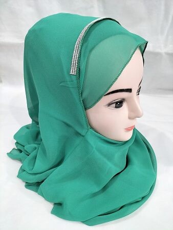 Fancy Two Loops Chiffon Instant Hijab – Turquoise Fancy Two Loops Chiffon Instant Hijab – Turquoise