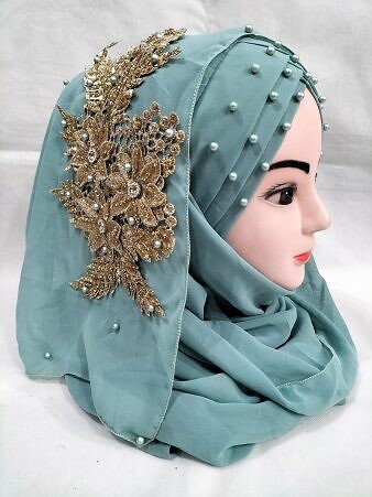 Pearl Ready to Wear with Golden Bunch - Seafoam Blue