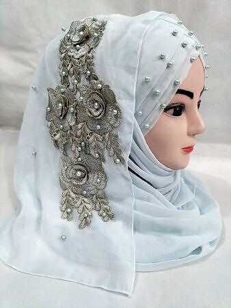 Pearl Ready to Wear with Matching Bunch - Baby Blue Pearl Ready to Wear with Matching Bunch - Baby Blue