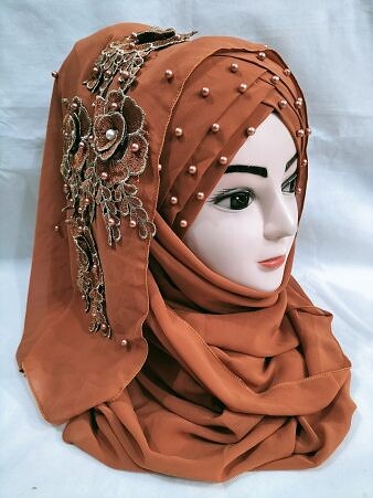 Pearl Ready to Wear with Matching Bunch - Caramel Brown