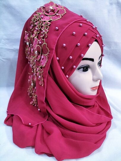 Pearl Ready to Wear with Matching Bunch - Deep Pink