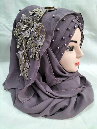 Pearl Ready to Wear with Matching Bunch - Dirty Purple