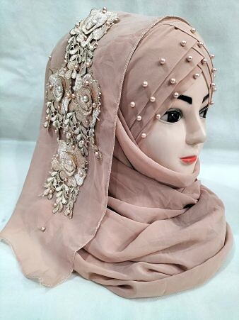 Pearl Ready to Wear with Matching Bunch - Nude Brown Pearl Ready to Wear with Matching Bunch - Nude Brown