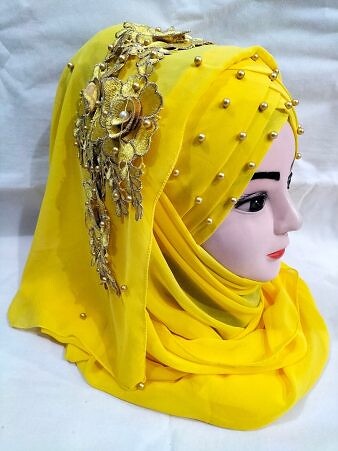 Pearl Ready to Wear with Matching Bunch - Yellow Pearl Ready to Wear with Matching Bunch - Yellow