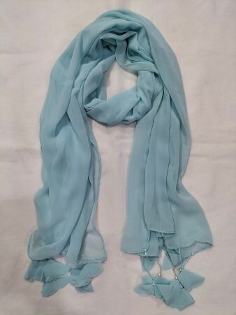 Plain Chiffon Tassels - Mint Blue