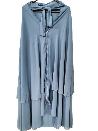 Zipper Hijab With Niqab - Light Denim Zipper Hijab With Niqab - Light Denim