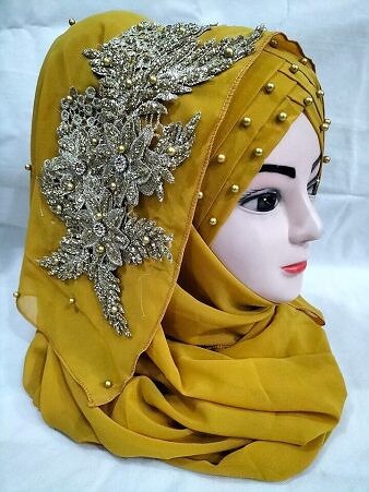 Pearl Ready to Wear with Golden Bunch - Mustard