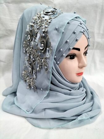 Pearl Ready to Wear with Matching Bunch - Light Grey-old Pearl Ready to Wear with Matching Bunch - Light Grey-old