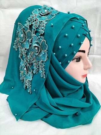 Pearl Ready to Wear with Matching Bunch - Turquoise Pearl Ready to Wear with Matching Bunch - Turquoise