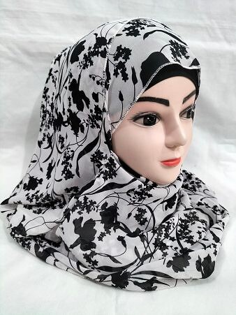 Printed Two Loops Chiffon Instant Hijab - Print 6 Printed Two Loops Chiffon Instant Hijab - Print 6