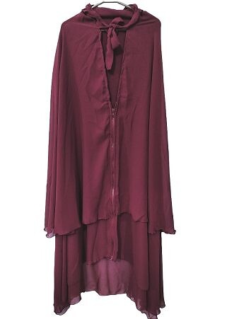 Zipper Hijab With Niqab - Burgundy
