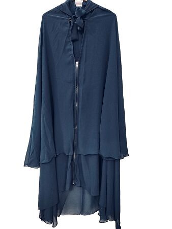 Zipper Hijab With Niqab - Aegean Blue Zipper Hijab With Niqab - Aegean Blue