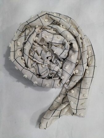 Checks with Bubbles Lawn Scarf - Beige Checks with Bubbles Lawn Scarf - Beige