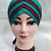 criss cross multi color tie back bonnet deep pink and turquoise