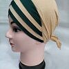 Criss Cross Multi Color Tie Back Bonnet – Green and Fawn