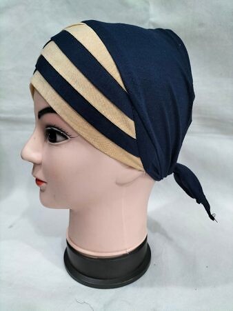 Criss Cross Multi Color Tie Back Bonnet – Black and Fawn