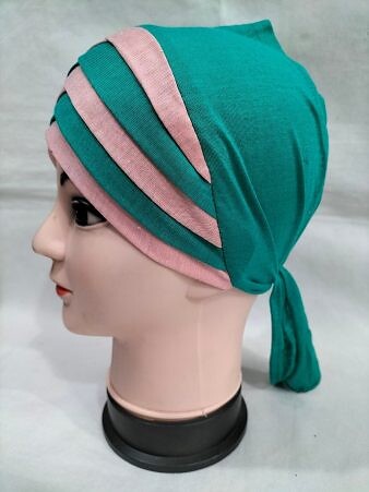 Criss Cross Multi Color Tie Back Bonnet – Tea Pink and Green