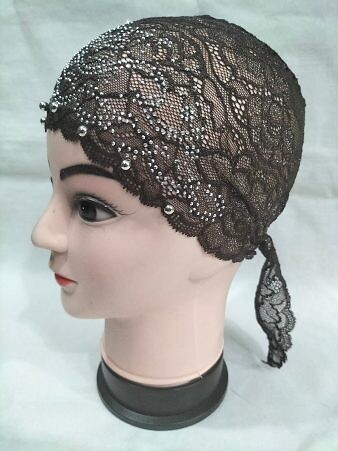 Fancy Lace Cap - Dark Brown