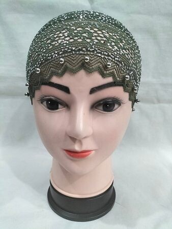 Fancy Lace Cap - Forest Green