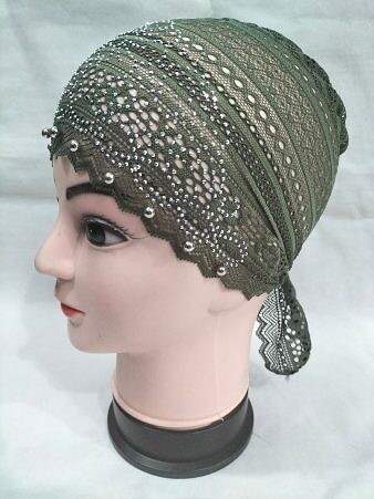 Fancy Lace Cap - Forest Green
