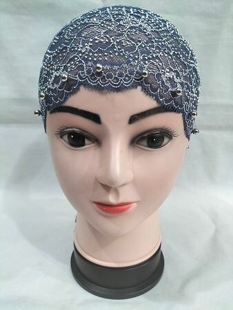 Fancy Lace Cap - Navy Blue