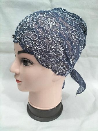 Fancy Lace Cap - Navy Blue