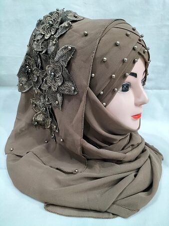 Pearl Ready to Wear with Flower Bunch – Coffee Pearl Ready to Wear with Flower Bunch – Coffee