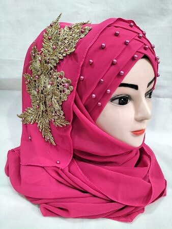 Pearl Ready to Wear with Golden Bunch - Shocking Pink